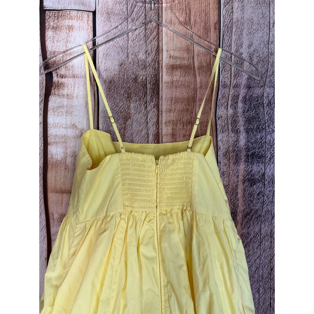 Abercrombie & Fitch Bubble Hem Mini Dress Yellow Cotton Sundress Summer Medium - Picture 5 of 8